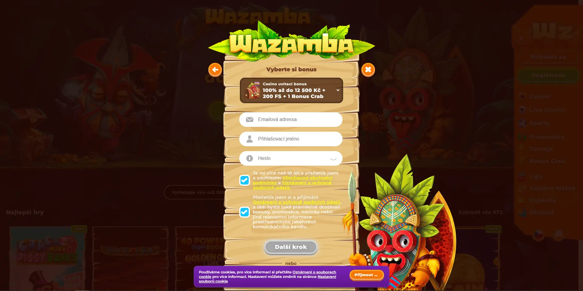 wazamba casino registrace